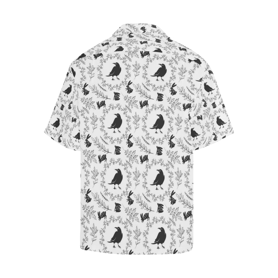 Crows floral wreath rabbit pattern Men's All Over Print Hawaiian Shirt