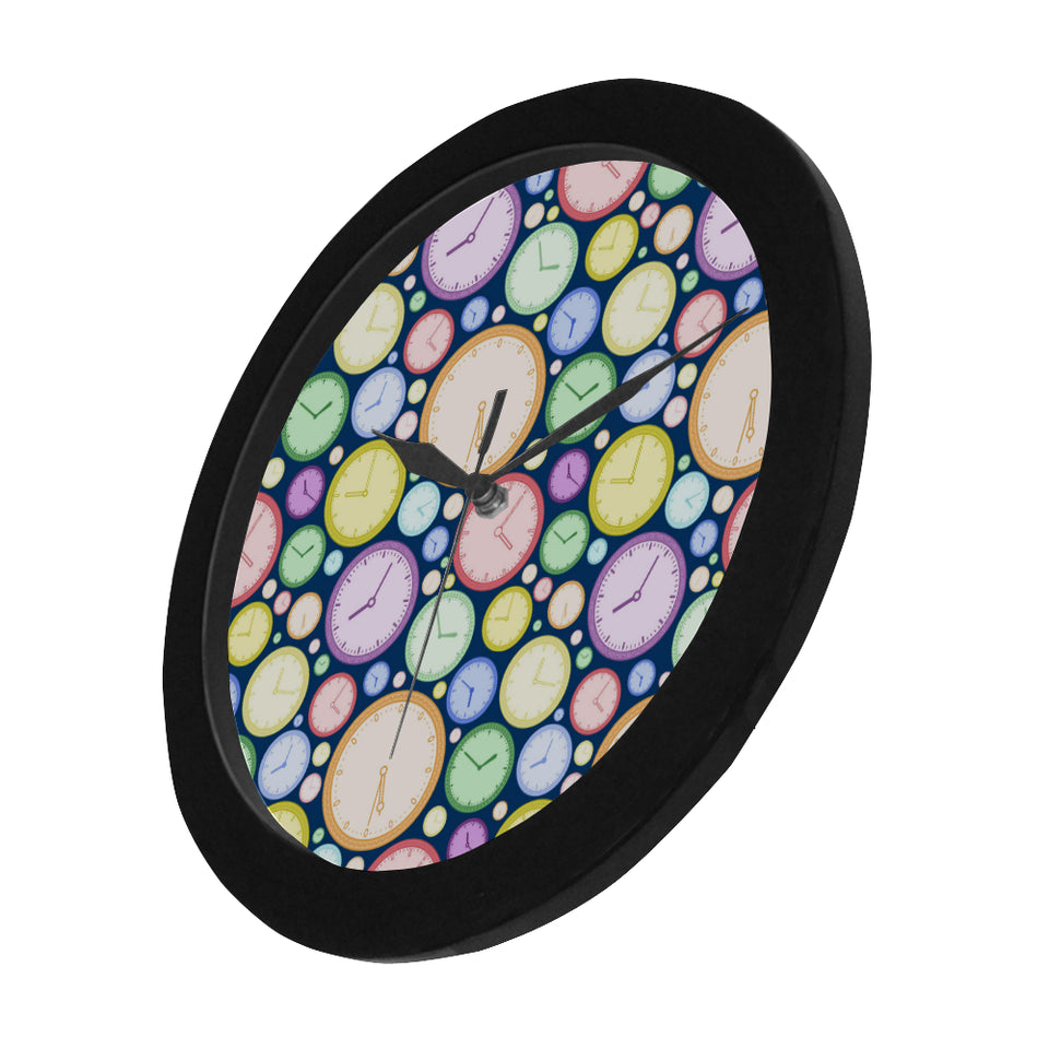 Colorful clock background Elegant Black Wall Clock