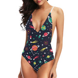 colorful space pattern planet star Women's One-Piece Swimsuit