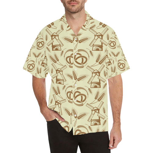 Windmill Wheat pattern Men's All Over Print Hawaiian Shirt