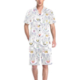 Cute Llama Alpaca pattern Men's V-Neck Short Pajama Set