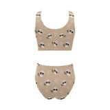 Cute raccoon heart pattern Chest Bowknot High Waisted Bikini Swimsuit