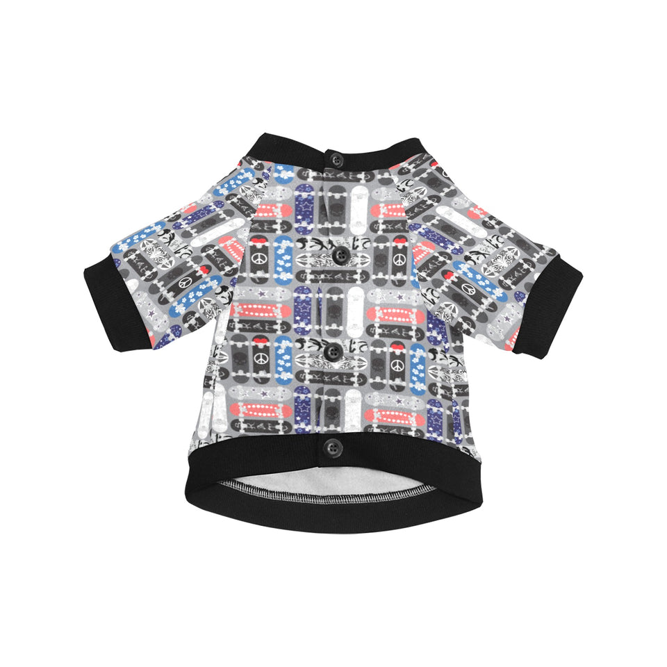 Skate Board Pattern Print Design 04 All Over Print Pet Dog Round Neck Fuzzy Shirt