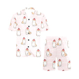 Cute Shiba Inu Dog Apple pattern Men's V-Neck Short Pajama Set