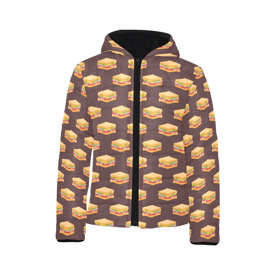 Sandwich Pattern Print Design 04 Kids' Boys' Girls' Padded Hooded Jacket