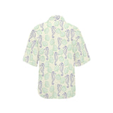 Seahorse shell pattern Women's All Over Print Hawaiian Shirt