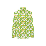 Fried Eggs Pattern Print Design 01 Women's Long Sleeve Polo Shirt