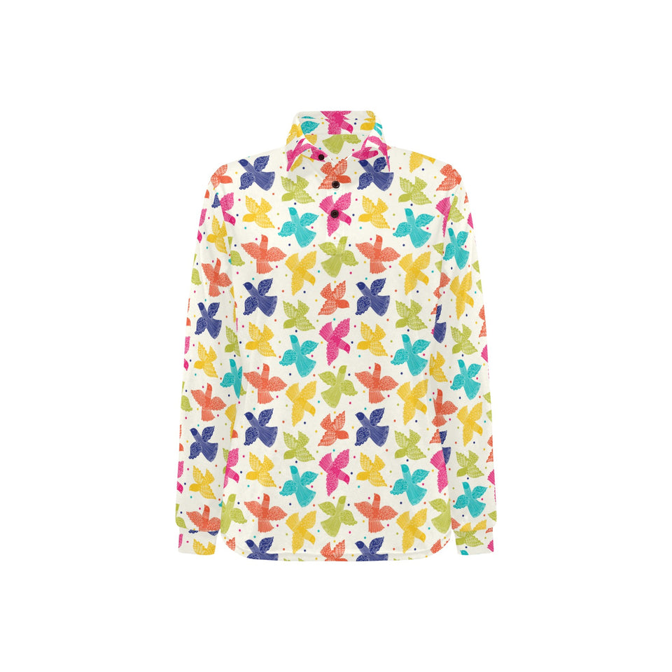 Pigeon Pattern Print Design 01 Women's Long Sleeve Polo Shirt