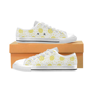 hand drawn sun pattern Men's Low Top Shoes White