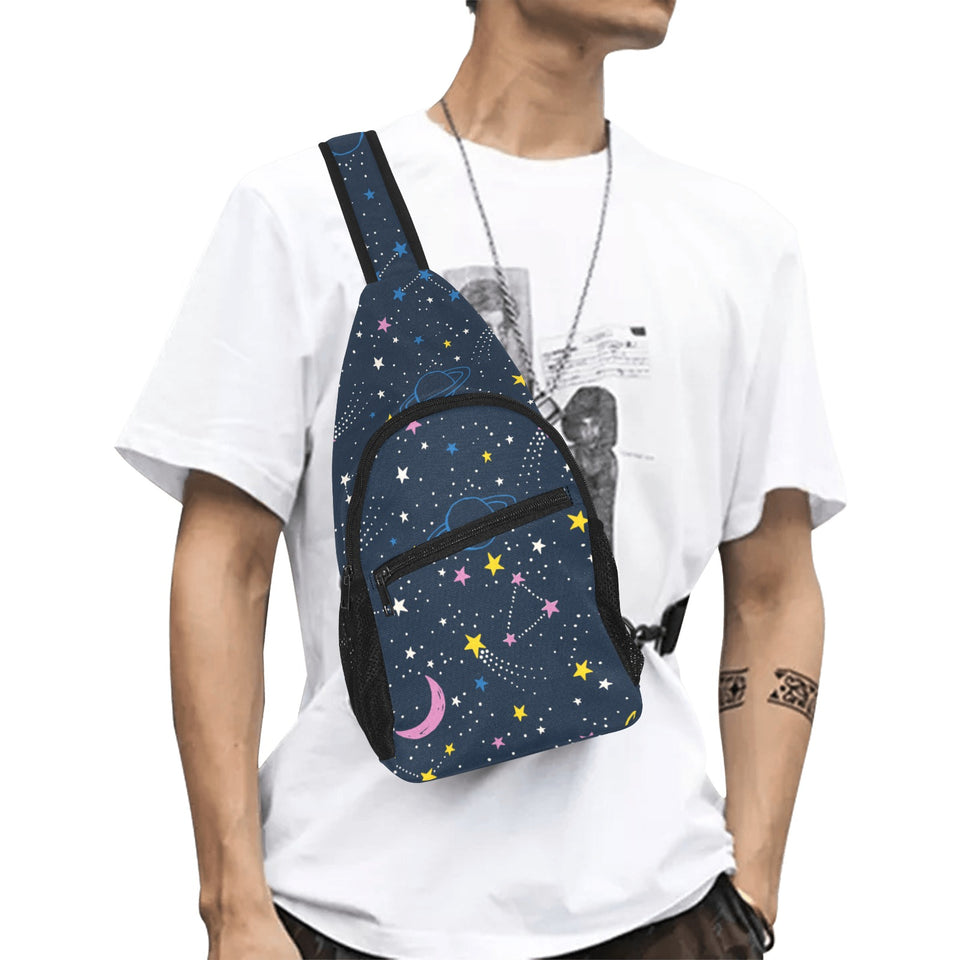 space pattern with planets, comets, constellations All Over Print Chest Bag