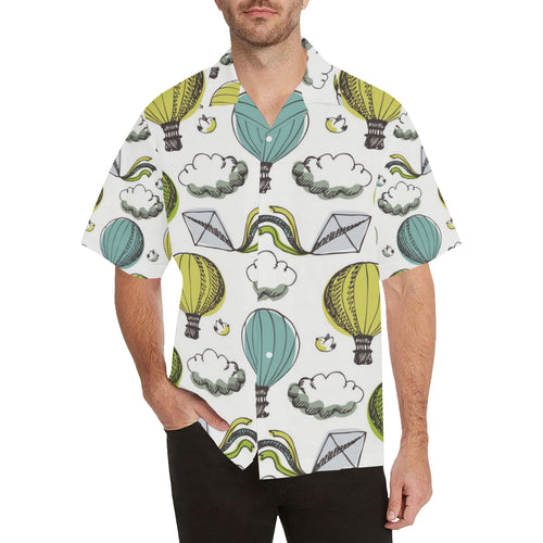 Hot Air Balloon Bird Cloud Pattern Men's All Over Print Hawaiian Shirt