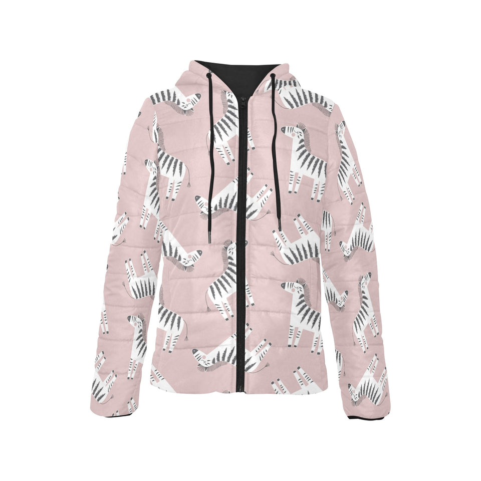 Cute zebra pattern Women's Padded Hooded Jacket