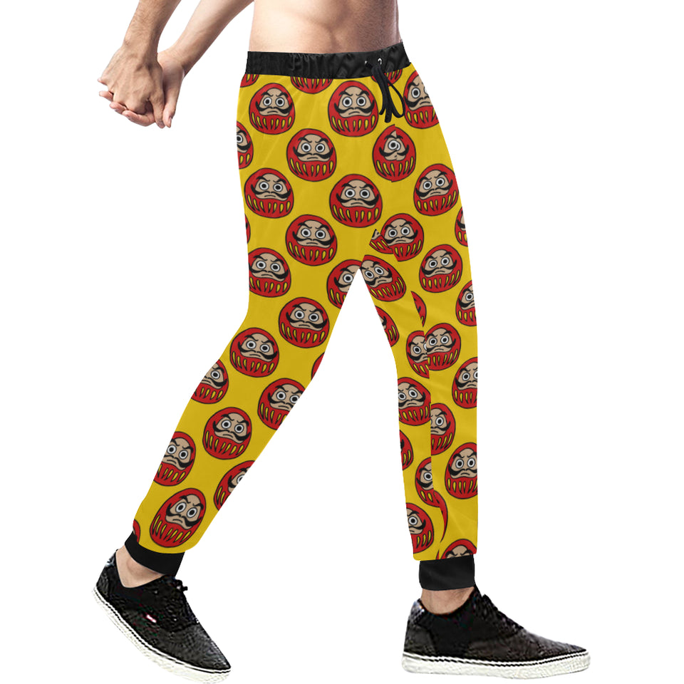 Daruma japanese wooden doll yellow background Unisex Casual Sweatpants