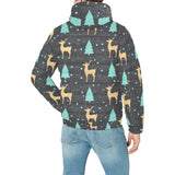 Deers star tree pattern Men's Padded Hooded Jacket