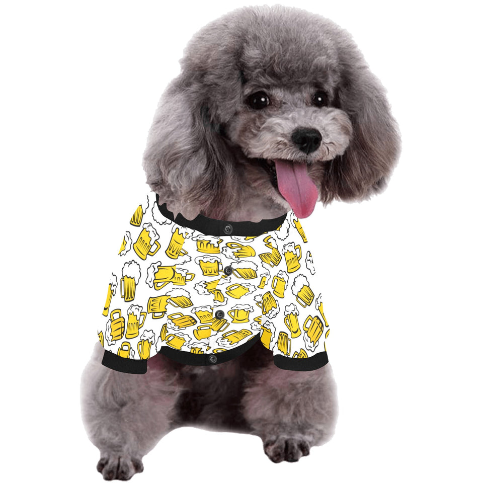 Beer design pattern All Over Print Pet Dog Round Neck Fuzzy Shirt