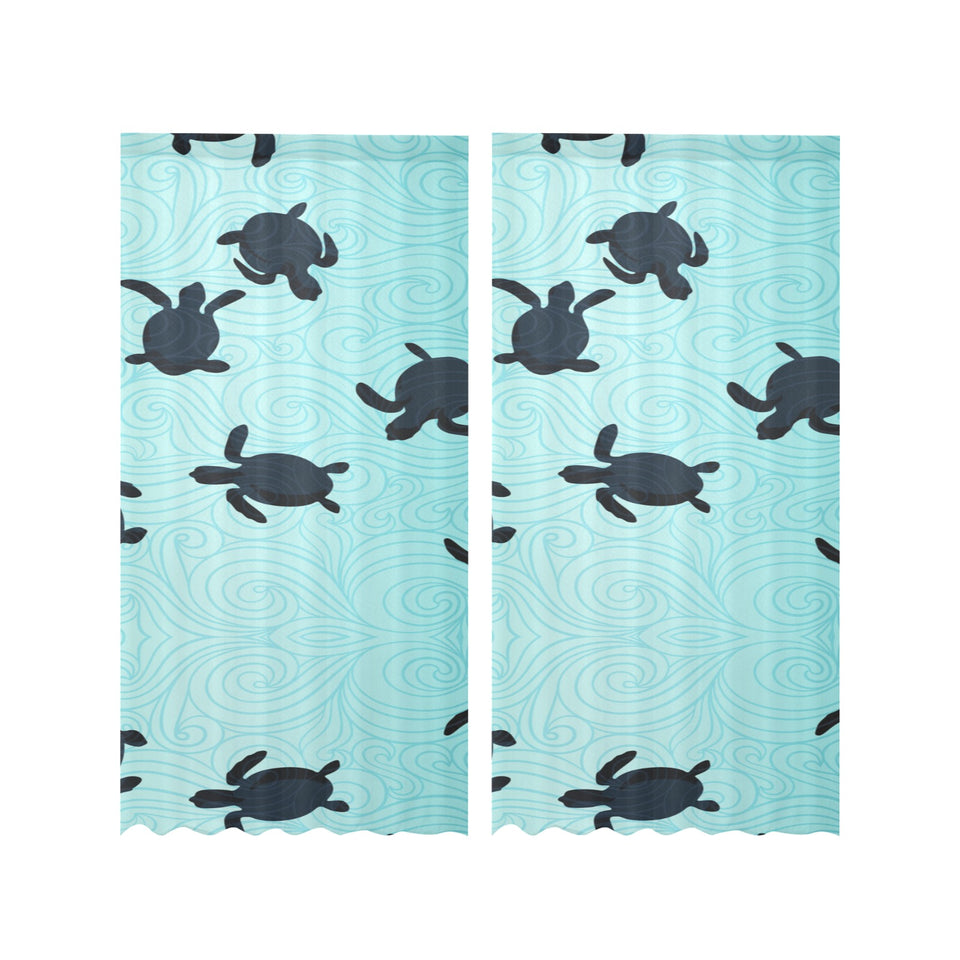 Sea turtle with blue ocean backgroud Gauze Curtain