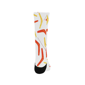 Waterclor boomerang Australian aboriginal ornament Crew Socks