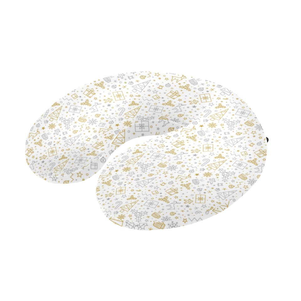 Christmas tree Christmas element Silver gold patte U-Shaped Travel Neck Pillow