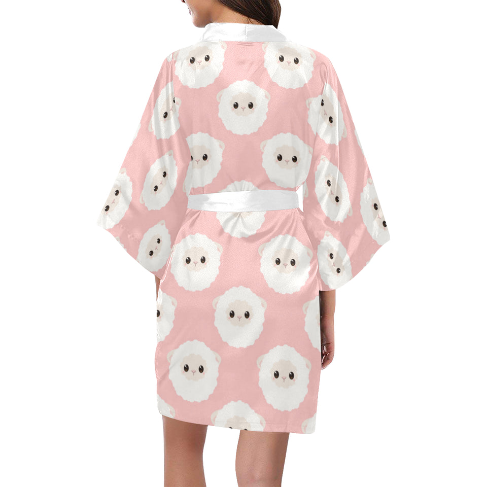 Cute sheep pattern Women's Short Kimono Robe