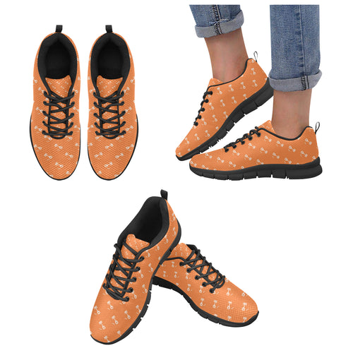 Engine Piston Orange Background Pattern Print Desi Women's Sneaker Shoes