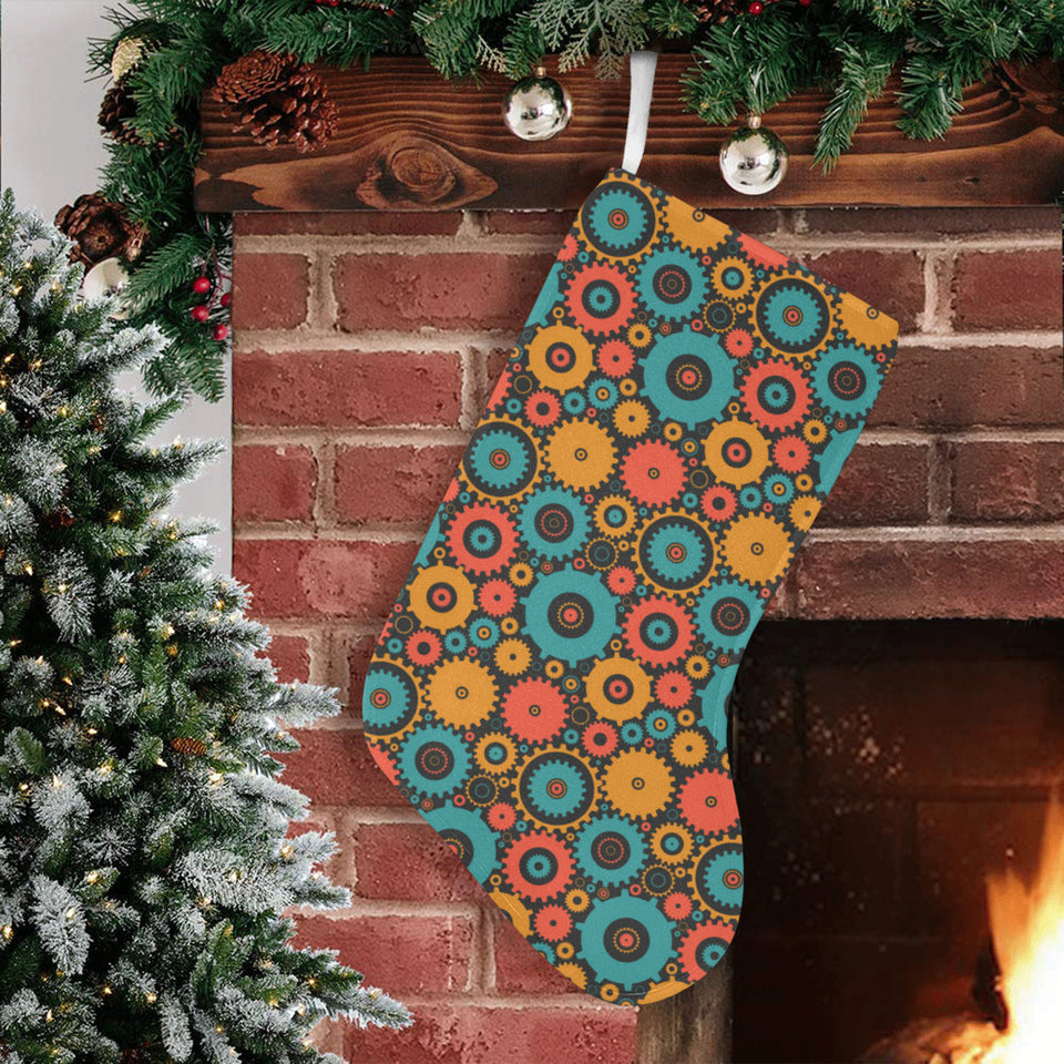 Gear Pattern Print Design 01 Christmas Stocking