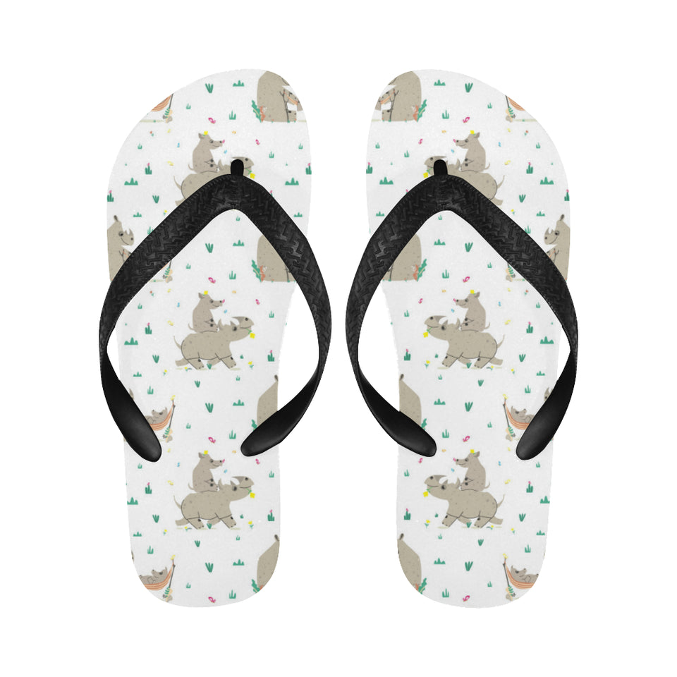 Cute Rhino pattern background Unisex Flip Flops