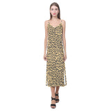 Leopard skin print V-Neck Open Fork Long Dress