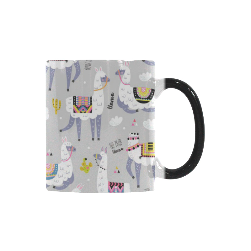 Cute Llama Alpaca pattern Morphing Mug Heat Changing Mug