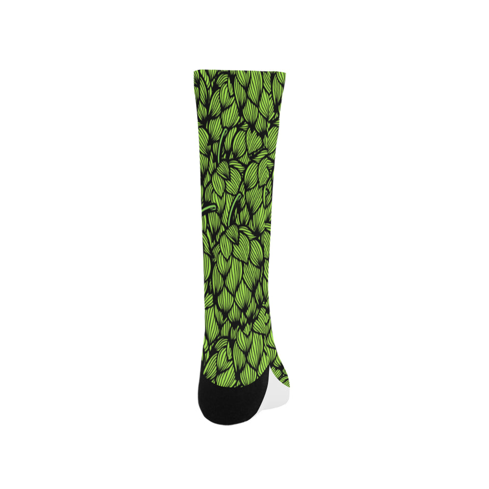 Green hop pattern Crew Socks