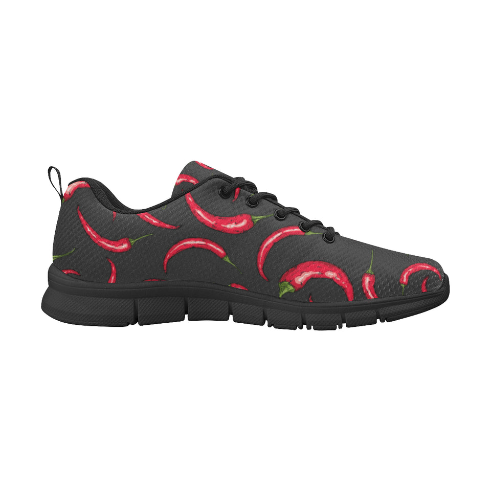 Chili peppers pattern black background Men's Sneaker Shoes