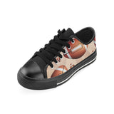 American football ball design pattern Men's Low Top Canvas Shoes Black