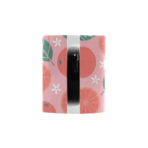 Grapefruit leaves flower pink background Morphing Mug Heat Changing Mug