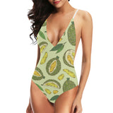 Durian leaves pattern background Women's One-Piece Swimsuit