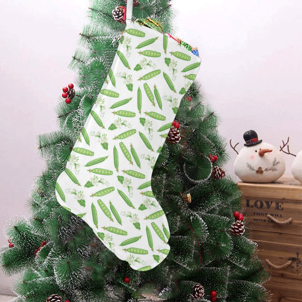 Green Peas Pattern Print Design 04 Christmas Stocking