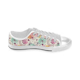 Clock butterfly pattern Men's Low Top Canvas Shoes White