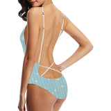 Snowflake pattern blue stripe background Women's One-Piece Swimsuit