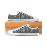 Raccoon tropical leaves pattern Men's Low Top Shoes White