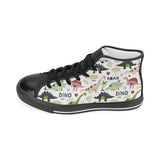 Cute dinosaurs pattern Women's High Top Canvas Shoes Black