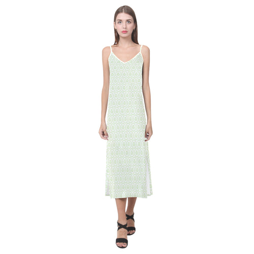 Cucumber pattern background V-Neck Open Fork Long Dress