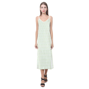 Cucumber pattern background V-Neck Open Fork Long Dress