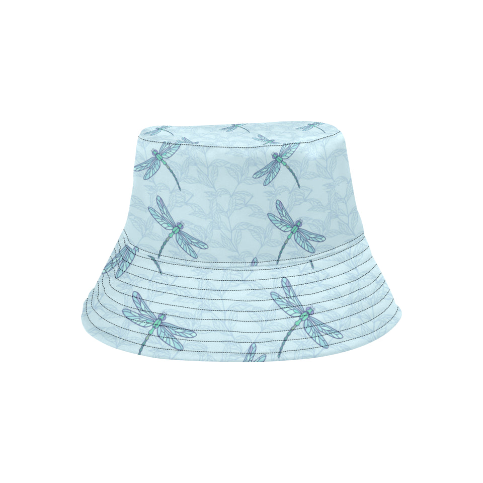 Dragonfly pattern blue background Unisex Bucket Hat