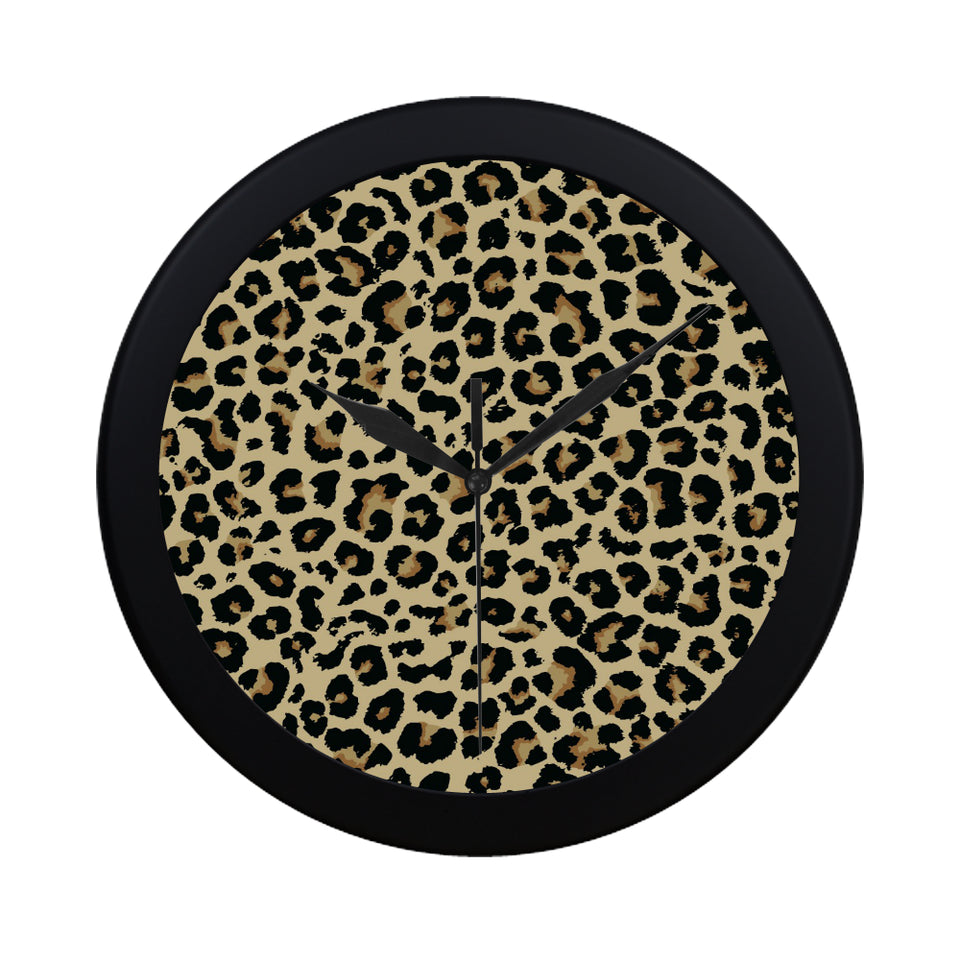 Leopard print design pattern Elegant Black Wall Clock