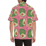 Avocado slices leaves pink back ground Men's All Over Print Hawaiian Shirt