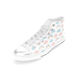 Cute rainbow clound pattern Women's High Top Canvas Shoes White