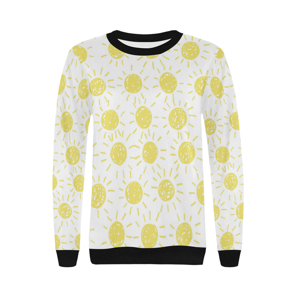 hand drawn sun pattern Women's Crew Neck Sweatshirt