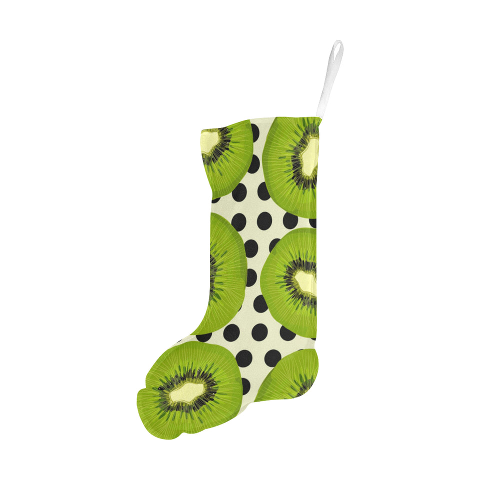 kiwi black dot background Christmas Stocking