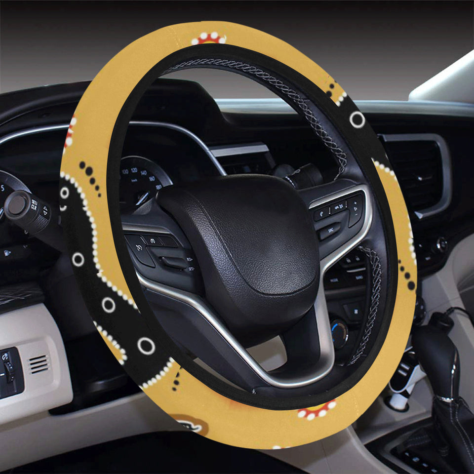 Kangaroo Australian aboriginal art pattern Car Steering Wheel Cover