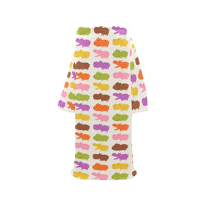 Hippopotamus Pattern Print Design 01 Blanket Robe with Sleeves