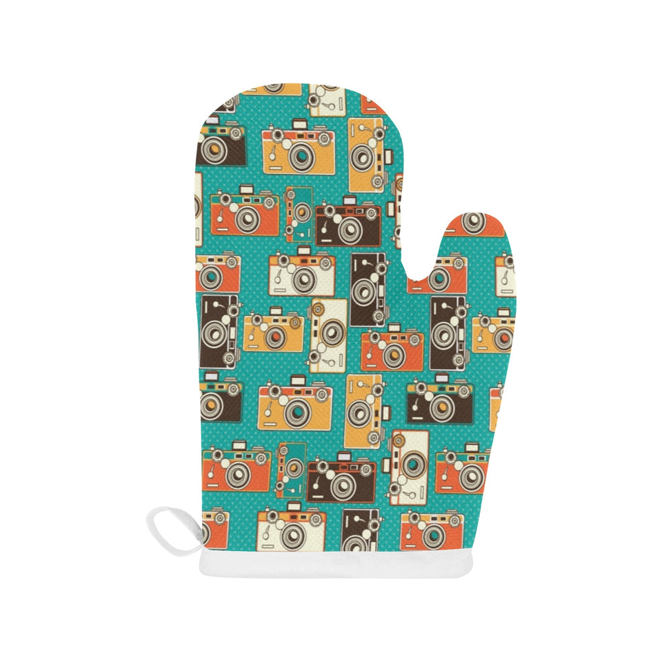 Camera Pattern Print Design 03 Heat Resistant Oven Mitts
