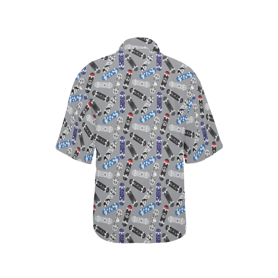 Skate Board Pattern Print Design 03 Women's All Over Print Hawaiian Shirt